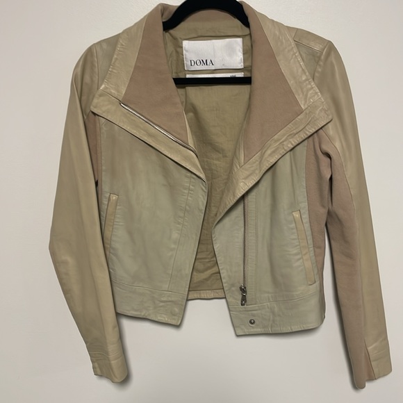 Genuine leather cream tan beige bomber jacket sz small s - Picture 4 of 7